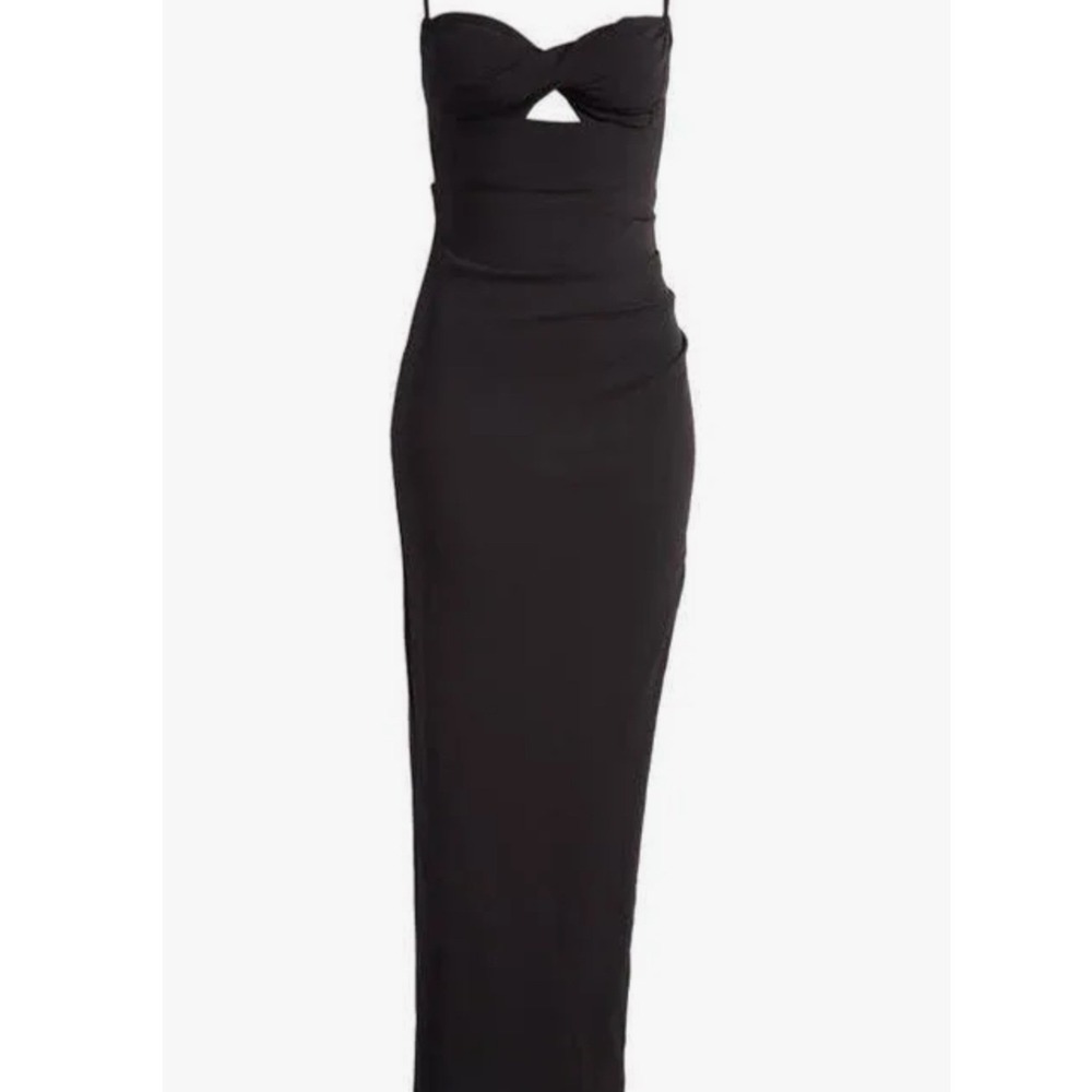 Lulus Going for the wow dress Black Cutout High‎ Slit Spaghetti Strap Formal - Picture 2 of 9
